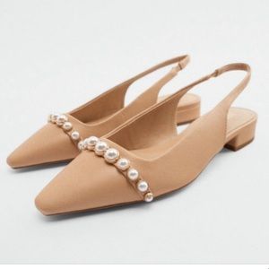 Zara genuine leather sling back